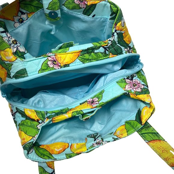 Vera Bradley Quilted Lemon Grove Triple Compartment Shoulder Bag - Picture 7 of 11